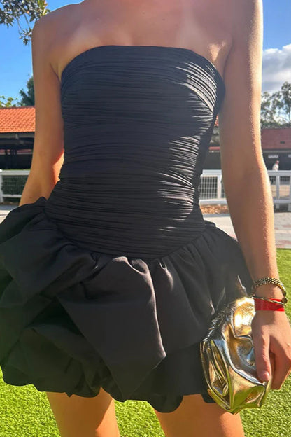 Spring Elegant Ruched Corset Dress with Layered Skirt Party Dress