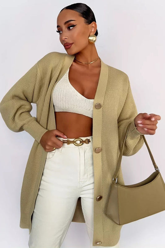 Solid Color Relaxed Knit Cardigan