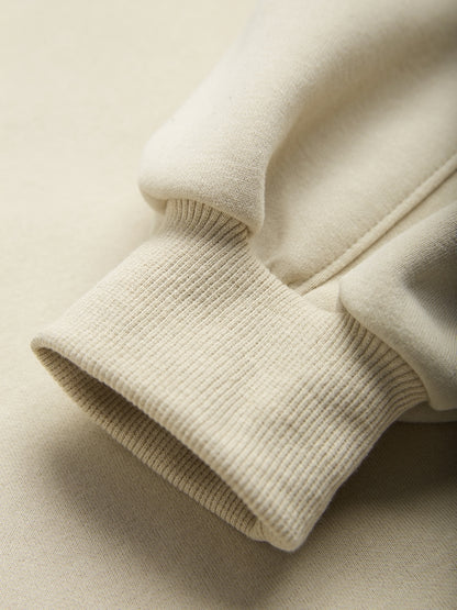 Solid Color Label Embellished Oversized Hoodie