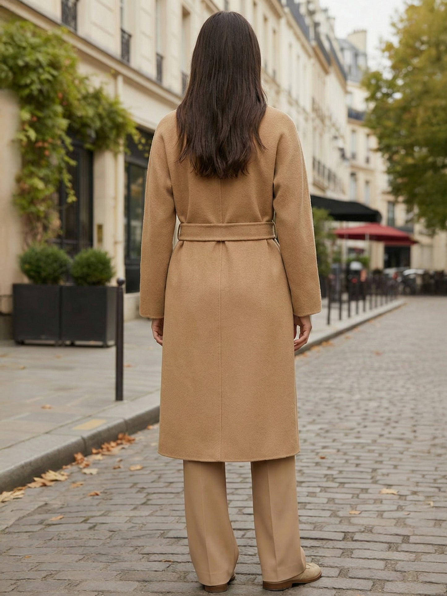 Wool Cashmere Blend Vintage A-line Coat With Classic Lapel And Belt For Women 2026
