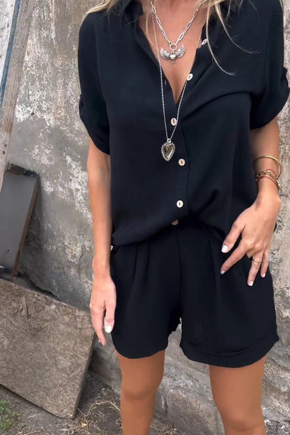 Orange Summer Cotton and Linen Short-sleeved Suit