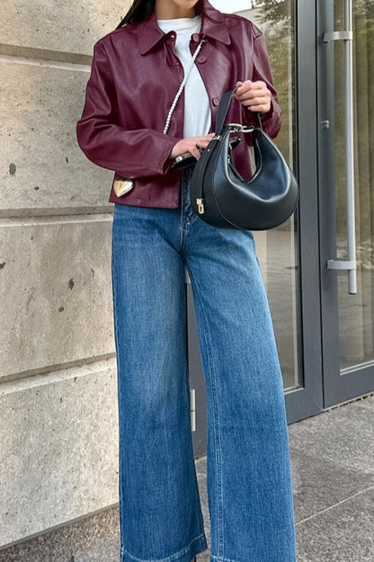 Vintage Loose Fit PU Leather Jacket