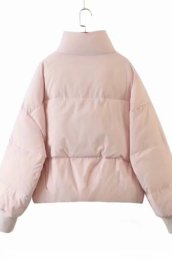 Stand Collar Zipper Pocket Thick Warm Cotton Jacket