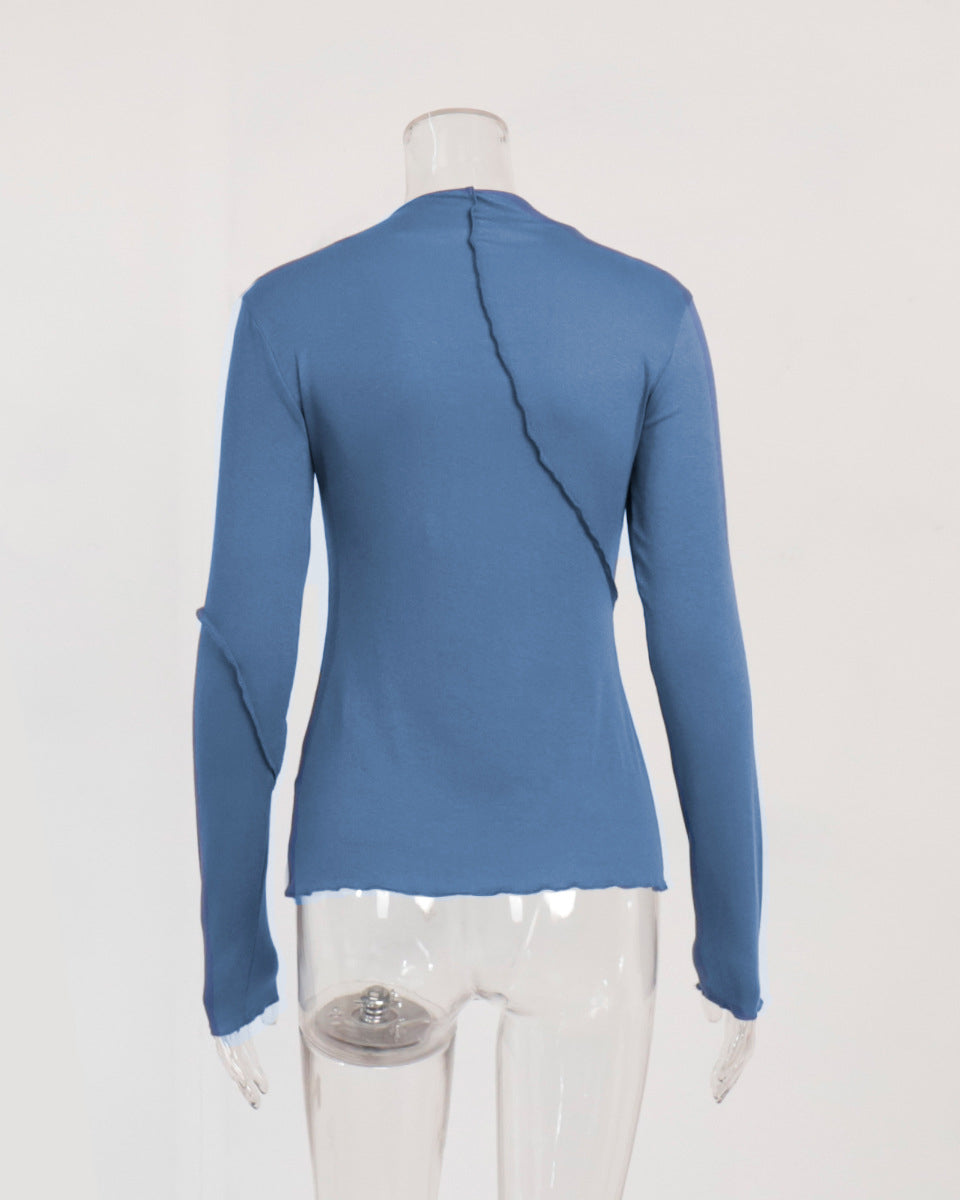 Half Turtleneck Beveled Long Sleeve Sweater