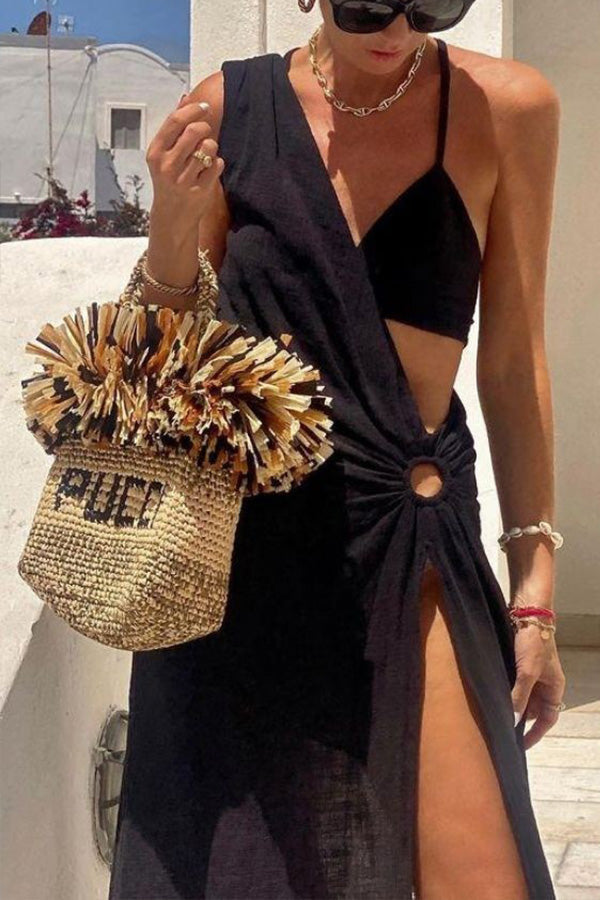 Tulle hoop kaftan dress with bra