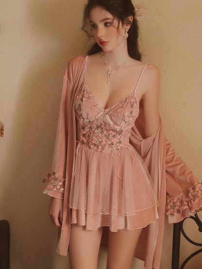 New Plus Size Sleepwear Set with Underwire Elegant Homewea