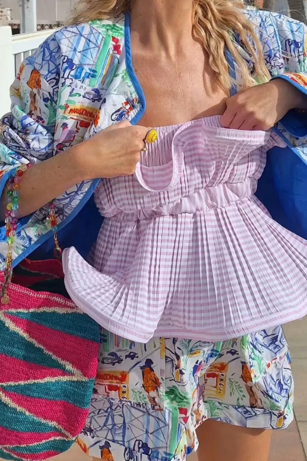 Graffiti Print Cotton Shorts Set