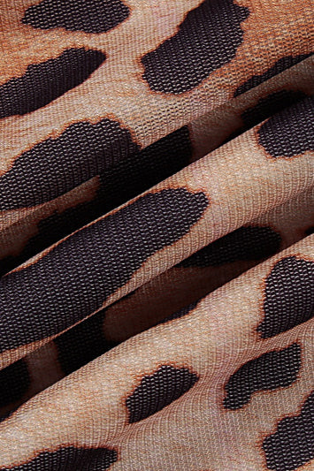 Deep V Leopard Tie Waist Bodycon Maxi Dress