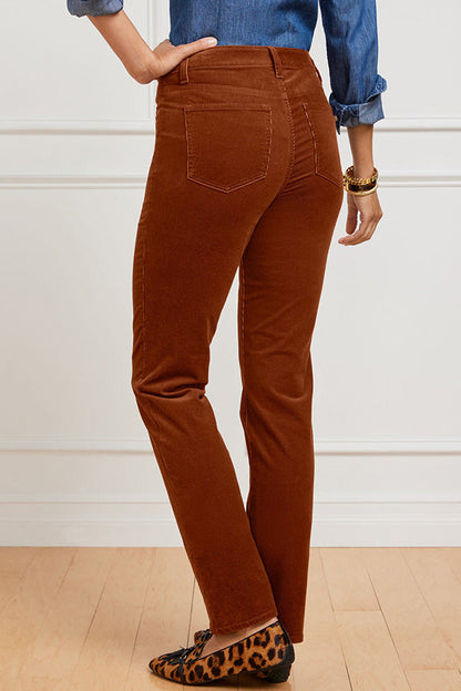 STRETCH CORDUROY STRAIGHT LEG PANTS