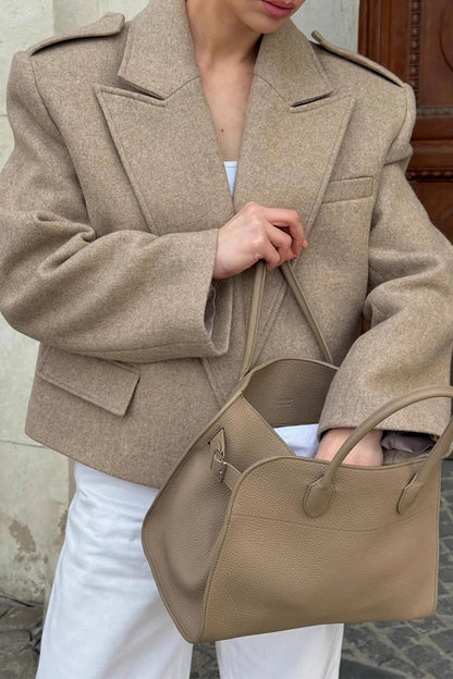 Notch-Lapel Epaulet Wool Blend Loose Coat