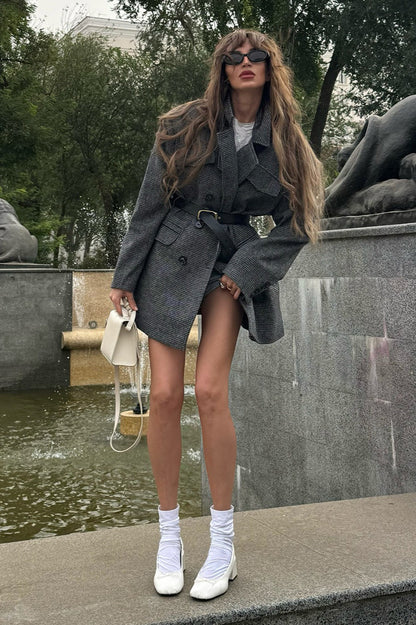 Double Breasted Wool Blazer Coat