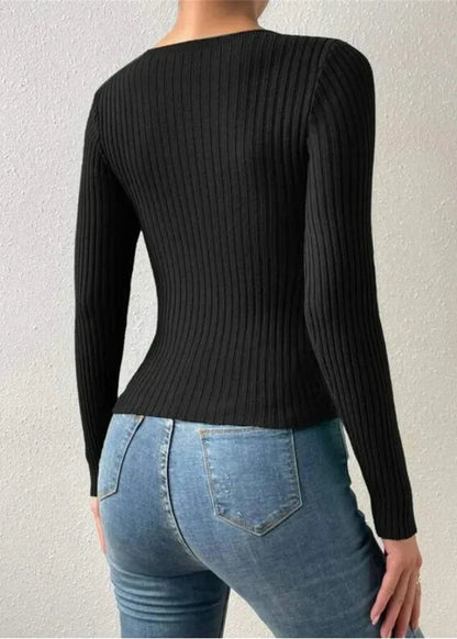 Irregular Cut-Out Knit Pullover Sweater
