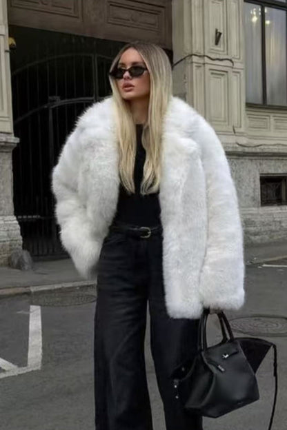 Solid Eco Faux Fur Coat