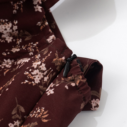 Slit flower print backless zip-up cami maxi dress