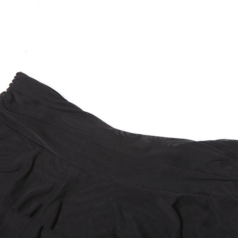 Irregular ruffle A line ruched mesh mini skirt