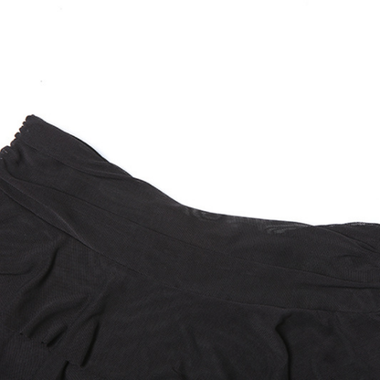 Irregular ruffle A line ruched mesh mini skirt