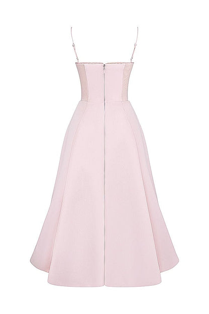 Lace Trim Sweetheart Corset Bodice Tulle Petticoat Fit and Flare Midi Dress
