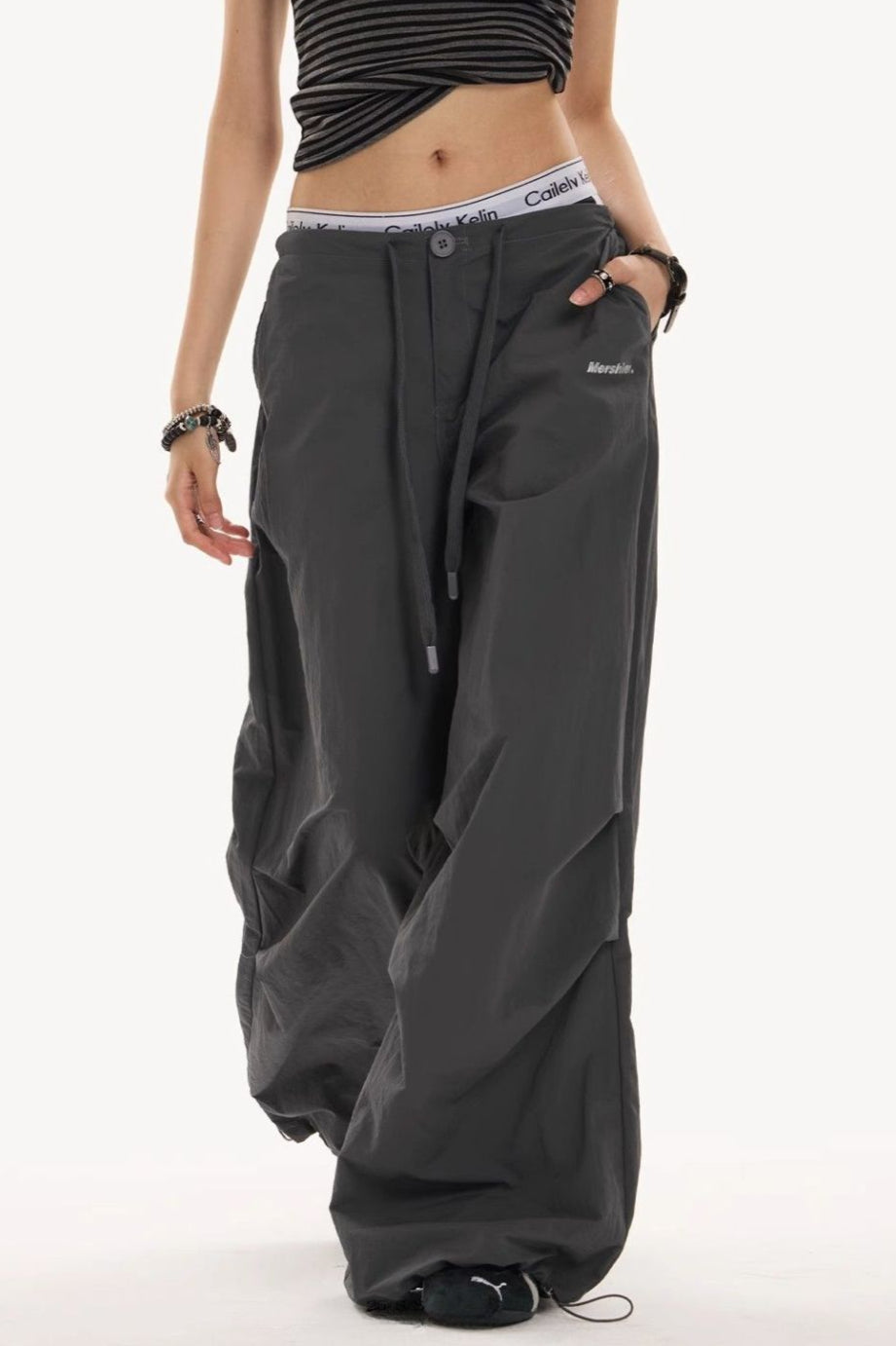 Y2K Retro Grey Military Cargo Pant