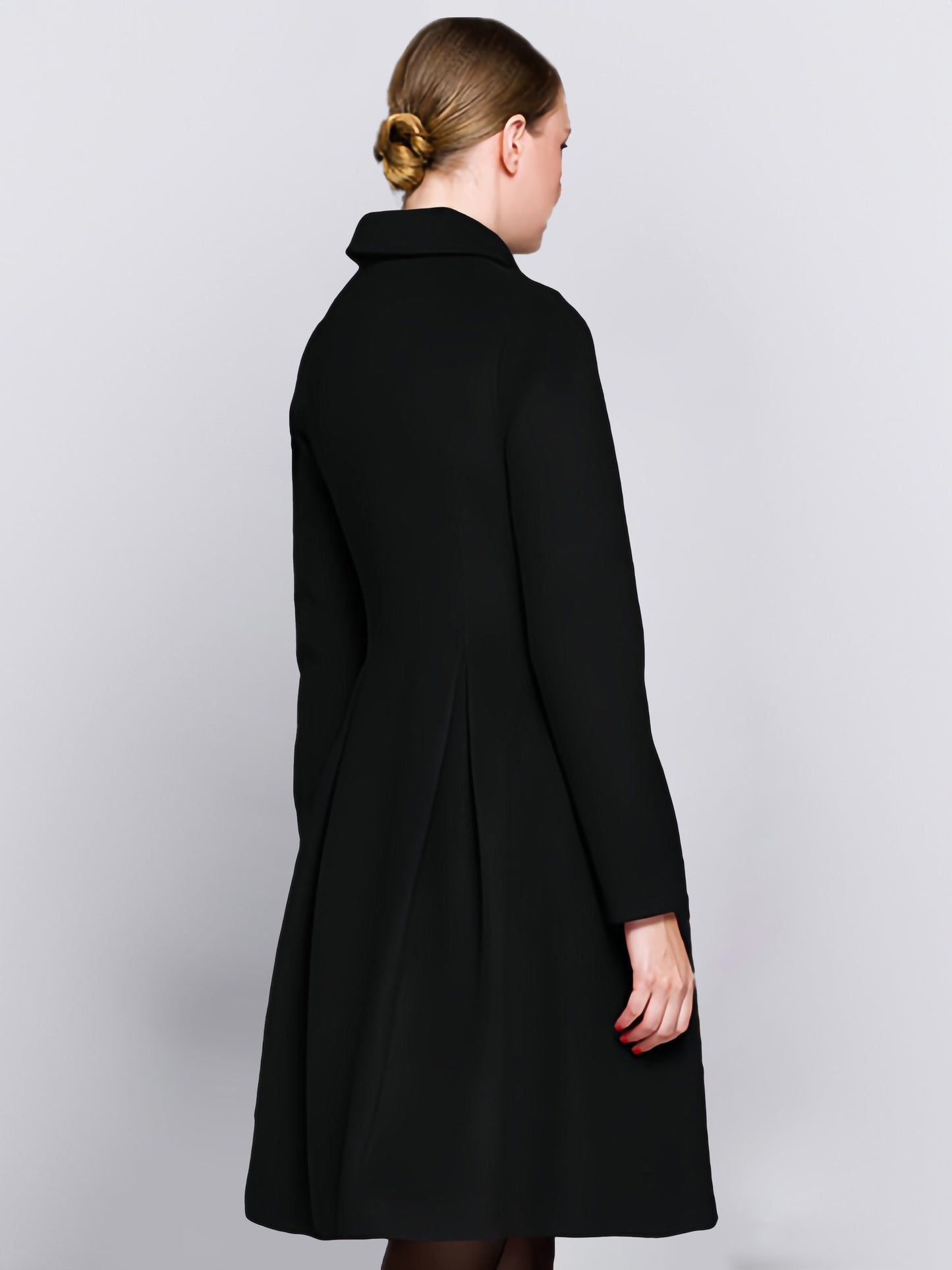 Flared Woolen Coat In Burgundy Double-Breasted Turndown Collar A-line Winter Midi Outerwear For Women 2026