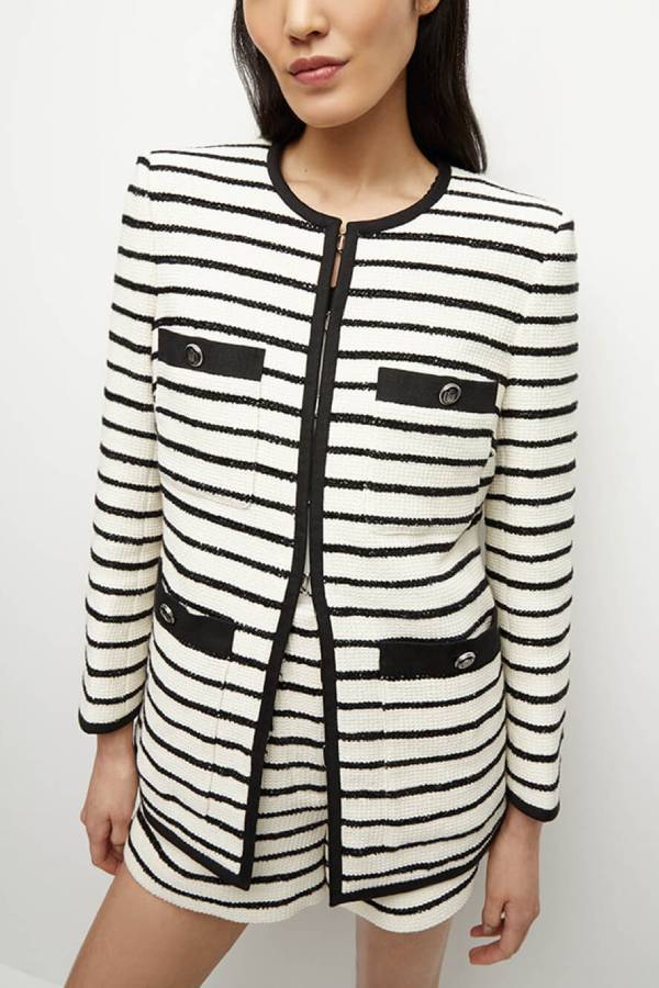 Foster Striped Dickey Jacket in Ivory Black