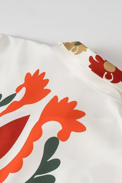 Positioning Plant Leaf Print Long Dress