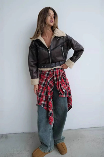 Vintage Sherpa Lapel Short Coat