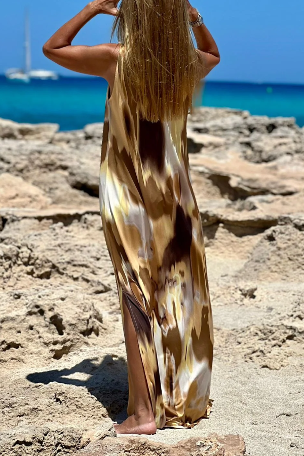 Multicolor Printed Suspender Dress