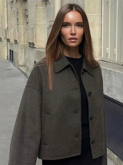 Taupe Woolen Short Coat