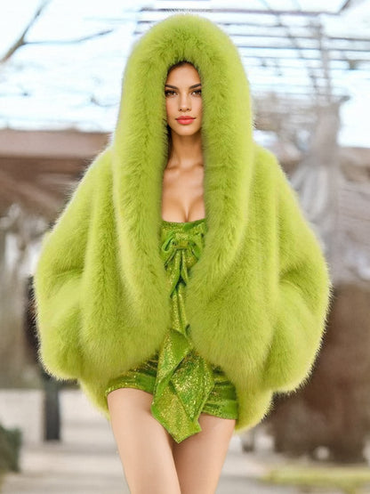 Faux Fur Coats With Hood High Low Design Winter Jacket For Women 2026