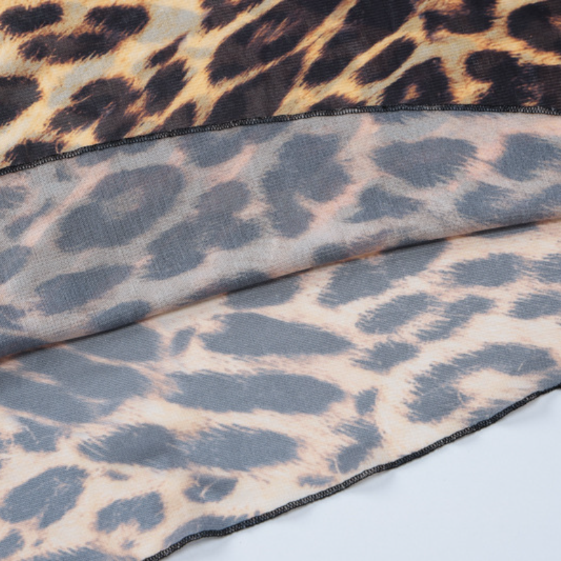 Leopard print chiffon see through maxi skirt