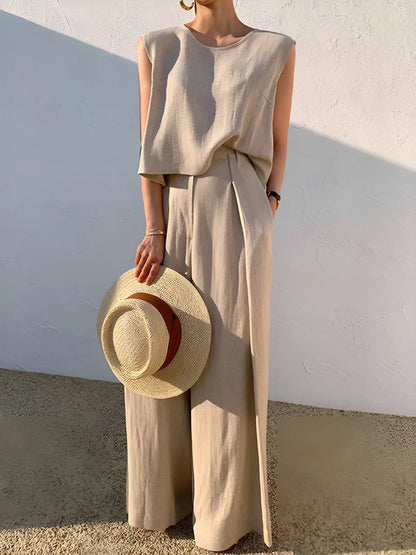 Linen Blends Casual Pants Matching Suit