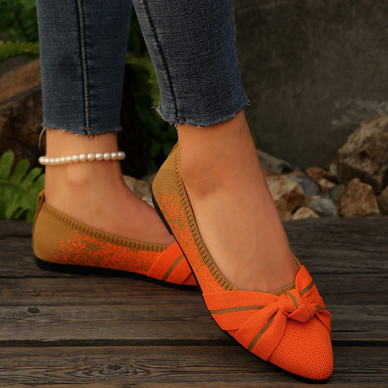 Fashionable Bow Colorblock Casual Flats