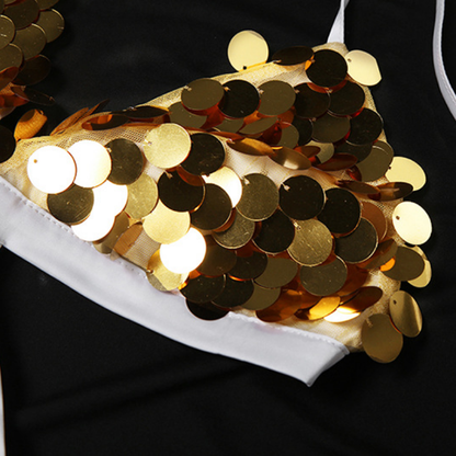 Glitter v neck zip-up halter self tie maxi dress