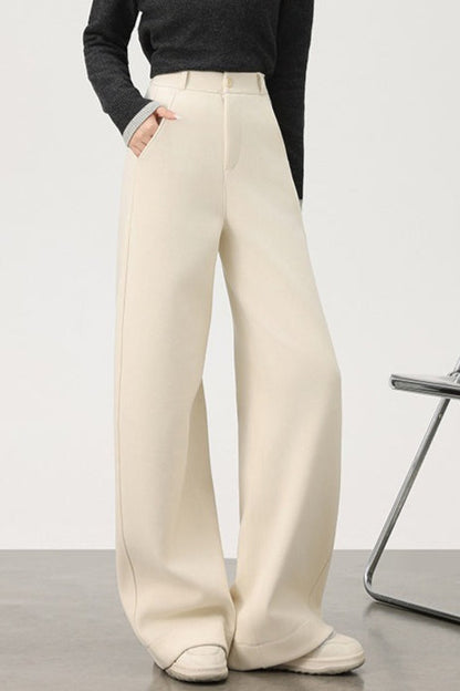 Fleece Lined Wool Blend Knit Pants