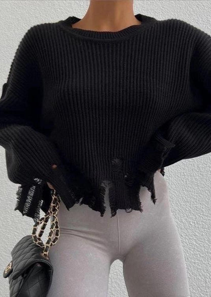 Fashion Ripped Casual Knitted Sweater