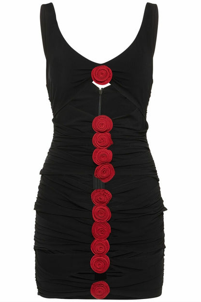 Sarah Floral Applique Cutout Mini Dress