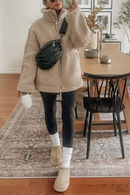Oversized Full-Zip Teddy Jacket
