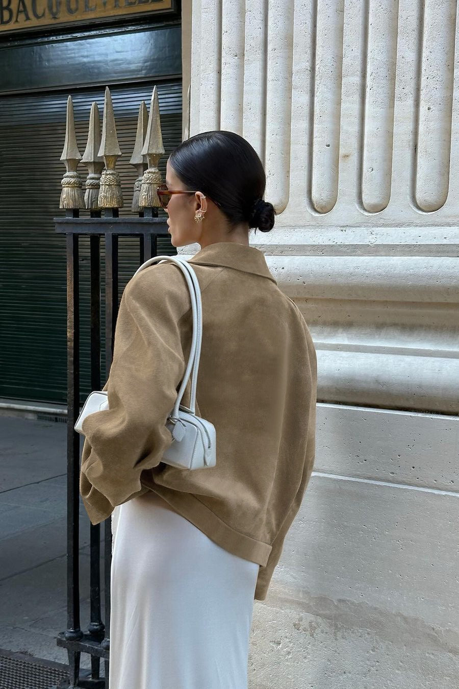 Vintage Suede Lad-Style Notch-Collar Coat