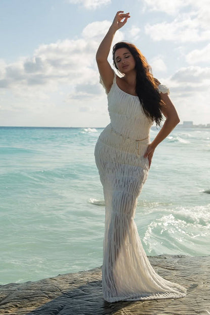 Textured Ruched Bodycon Maxi Dress