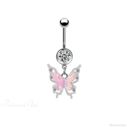 AB Butterfly Lunar Pink Gothic Belly Ring