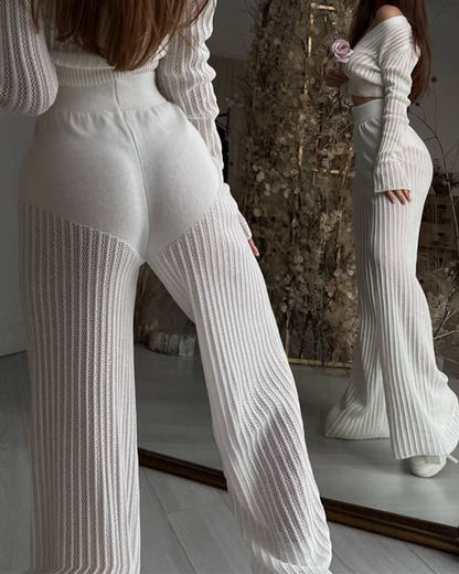 Elegant Long-Sleeved Knit Suit