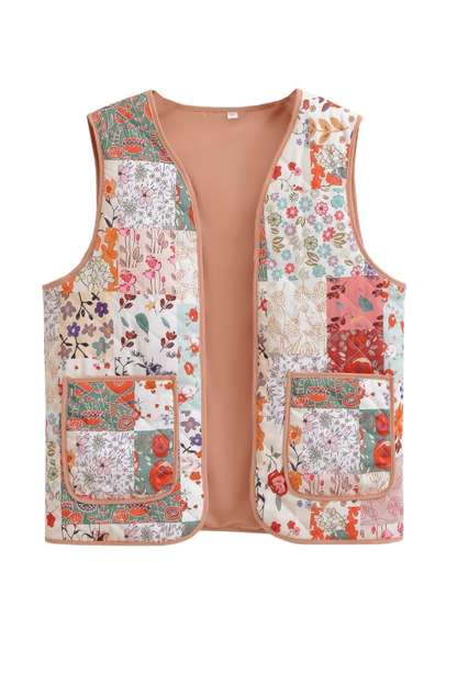 Printed Cotton Jacket + Vest + Skirt Set