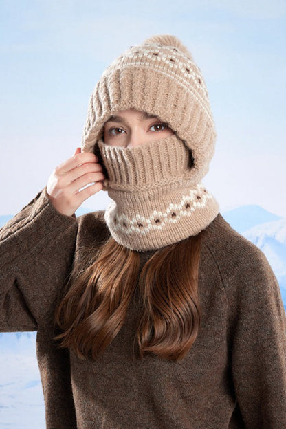 Chunky Knit Balaclava Scarf with Hat