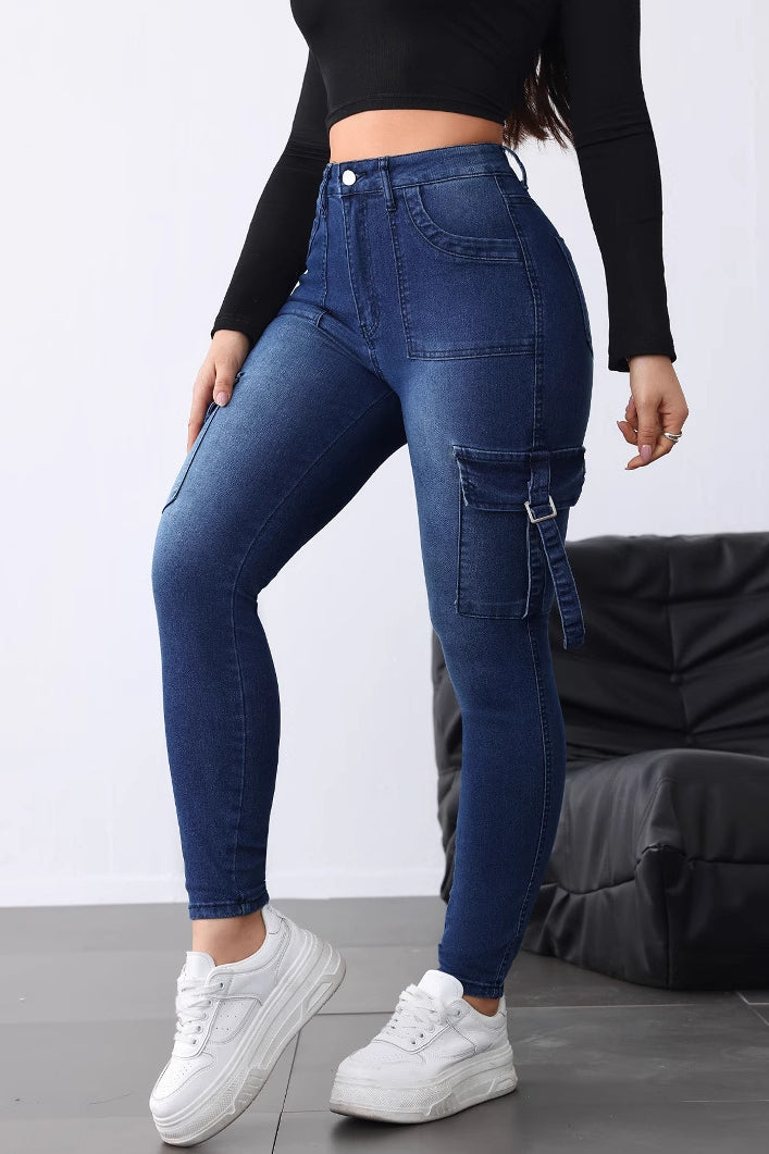 Slim Fit Stretch Flap Cargo Jeans