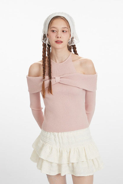 Chic Bateau Neck Cropped Knit Top
