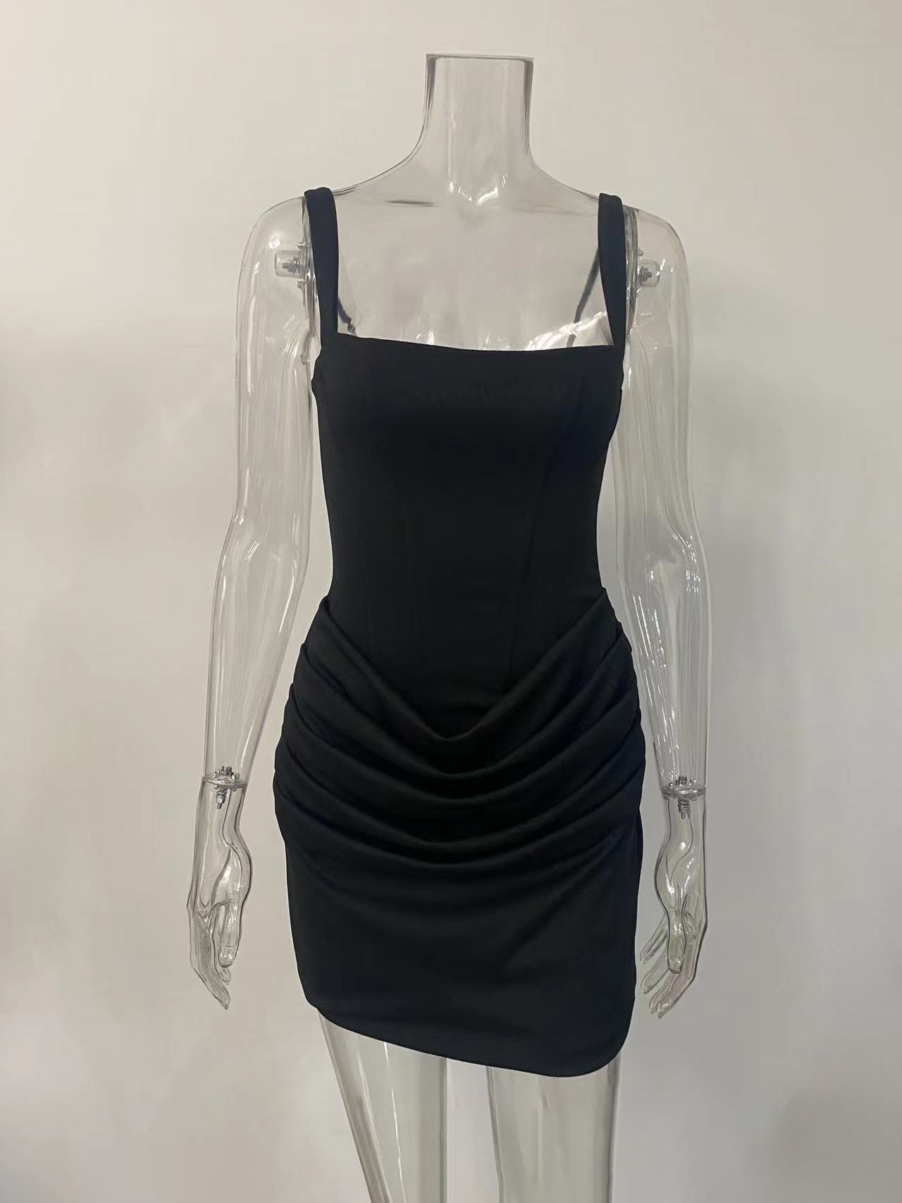 Square Neck Lace Up Back Corset Ruched Mini Bodycon Dress For Women 2026