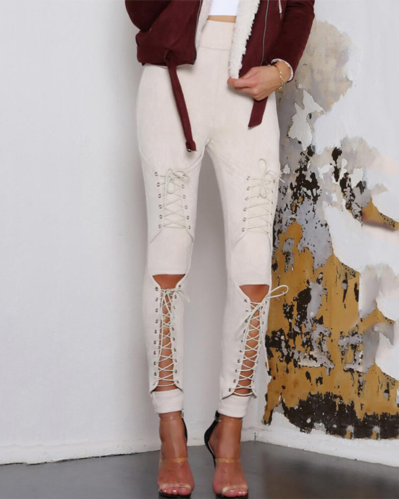 Suede Trousers With Laces