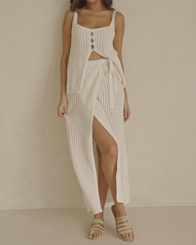 Suspender Strap Long Skirt Suit