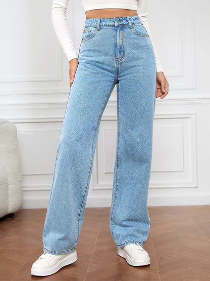 Stretch Washed Fashionable Straight Leg Boyfriend Jeans