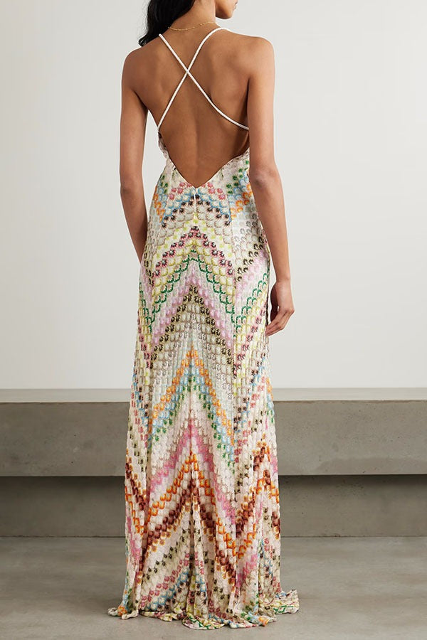 Bodycon Position Print Slim Party Chic Boho Dress